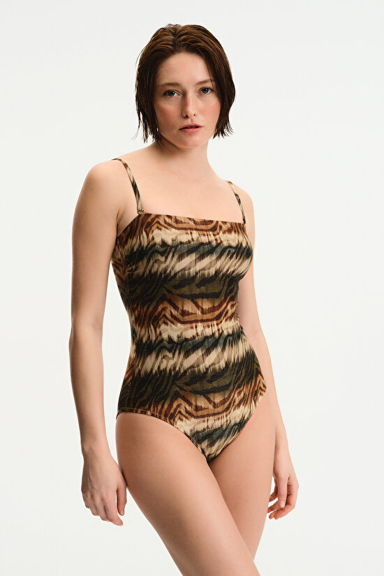 Cesira Straplez Zebra Desenli Simli Mayo