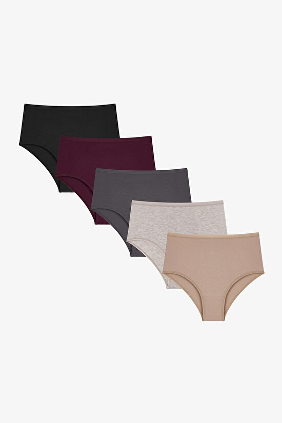 Dark Mauve Yüksek Bel 5'li Slip Külot